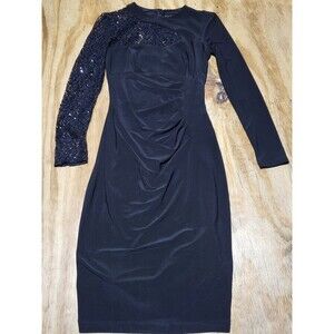 cache dress Women 2 Cocktail Black Longsleeve Zip J9 Made In USA